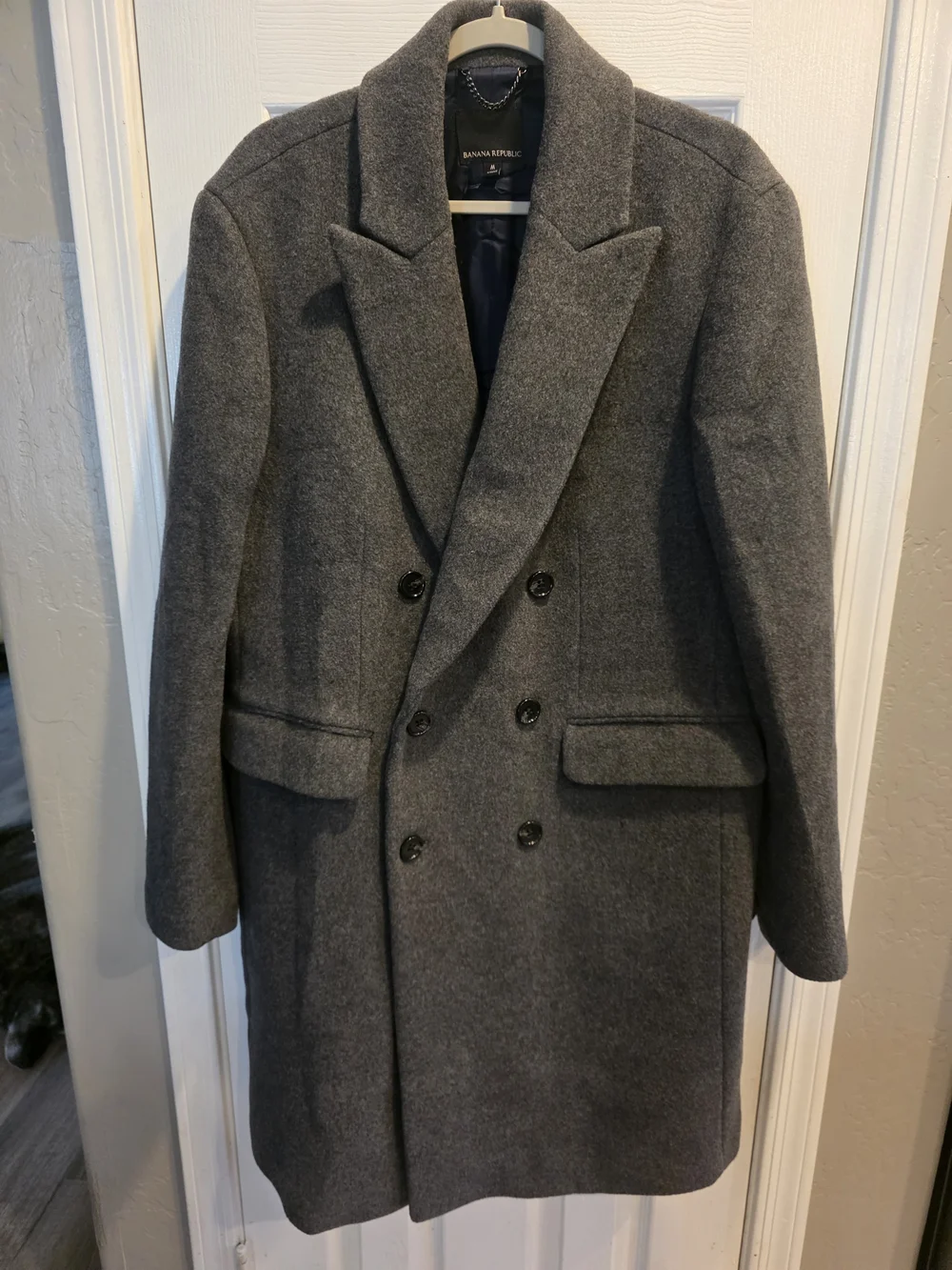 Banana Republic Men's Double-Breasted Wool Coat - Gray
